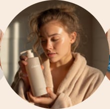 Woman holding a skincare product