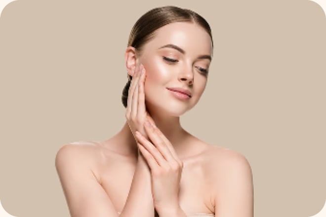 Woman touching her cheek